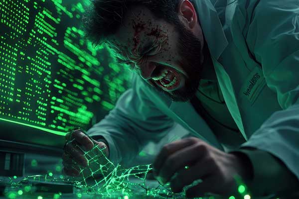 Researchers analyzing AI data